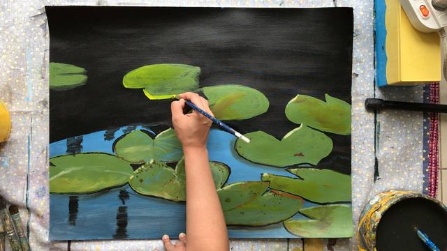 How to paint waterlily pads | Step by step acrylic painting tutorial | Art смотреть онлайн