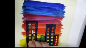 100% ПОЛУЧИТСЯ. Как Нарисовать ЗИМНИЙ ГОРОД. Рисовать НОЧНОЙ ГОРОД. Простые Рисунки. Рисунки ГУАШЬЮ