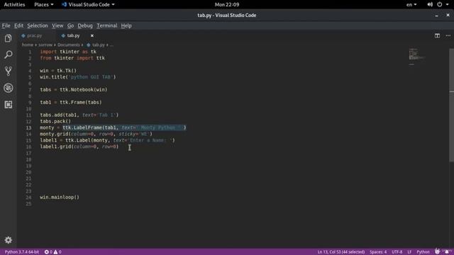Tabs In Tkinter - Python || Python GUI Tkinter Tutorial