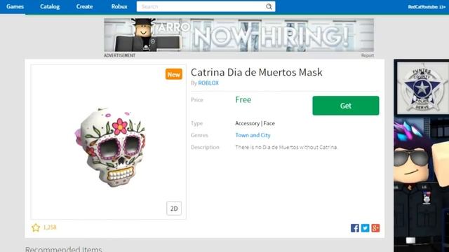 БЕСПЛАТНЫЕ ВЕЩИ В РОБЛОКС | Catrina Dia de Muertos Mask roblox | МАСКА С ЧЕРЕПОМ КАТРИН смотреть онлайн