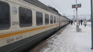 Электропоезд ЭД4М-0447 ЦППК станция Балабаново 19.01.2019