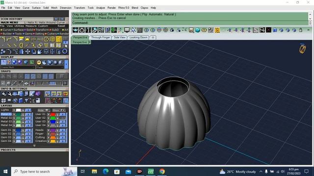 jhumki gold designs in matrix rhino | 3d modeling | jewelry cad design tutorial | class 19 | 3d cad смотреть онлайн