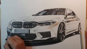 Car drawing - BMW M5 - Time Lapse / How to draw BMW M5 F90(2018)