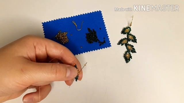 Серьги плетеные из бисера Листочки. Мастер-класс. Handmade.