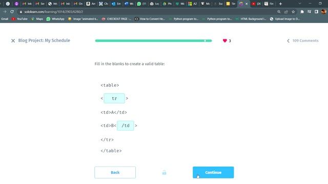 Blog Project: My Schedule |17.1|HTML Basics| SOLOLEARN Answer