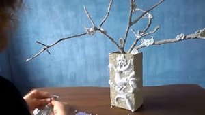 Мастер-класс Татьяны Молодой по папье-маше. Рельеф на вазе. "Птица - Феникс"