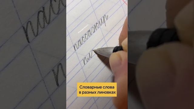 Как написать словарные слова пассажир, платок, погода, в узкой линовке. #чистописание #почерк