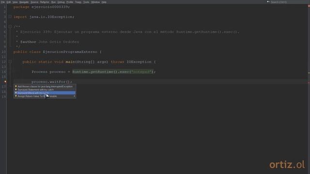 Java - Ejercicio 339: Ejecutar un Programa Externo desde Java usando Runtime.getRuntime().exec() смотреть онлайн