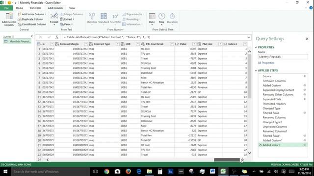Introduction to Excel Power Query 1 (d), Add Column ribbon
