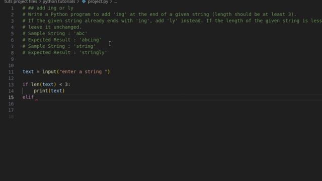 python exercise: add "ing" or "ly"
