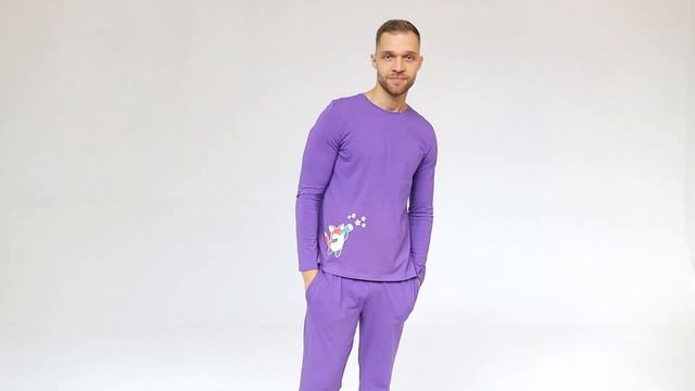 Фиолетовая мужская пижама со штанами «Лисёнок Мо» смотреть онлайн