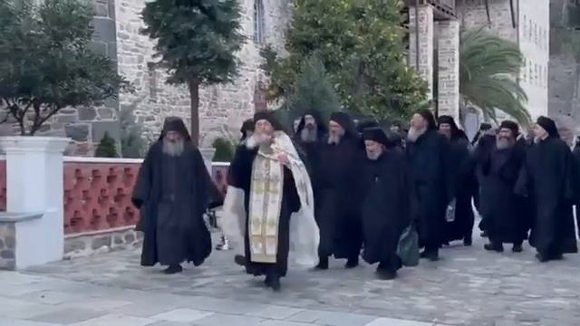 Крещение на Афоне: крестный ход в монастыре Св. Пантелеймона