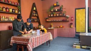 GRANDMA COOKING A VERY SPECIAL VEGETABLE MIXED DISH! HOMEMADE HAZELNUT CAKE / RELAXING VILLAGE LIFE