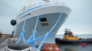 Новый современный рыболовецкий траулер «Георгий Мещеряков» торжественно встретили на Камчатке