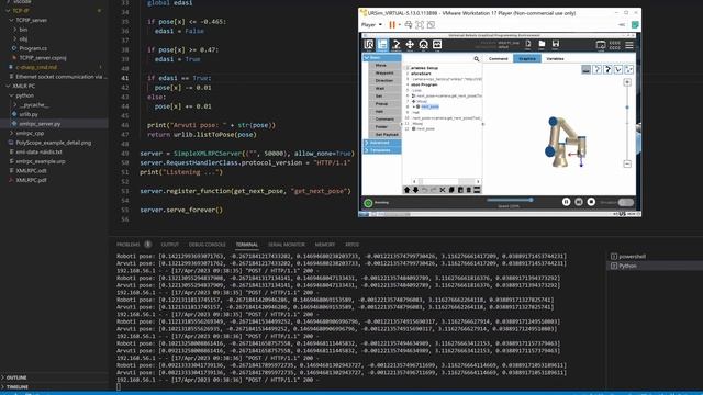 UR robot and  TCP/IP XML-RPC communication Python demo