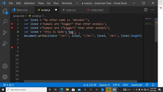 Lesson 4 JS Strings