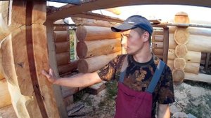 Двери из лиственницы в рубленную баню из кедра, мастер Андрей, часть 19.