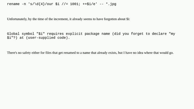 Unix: Using perl's rename to renumber a list of files, starting at a certain value смотреть онлайн