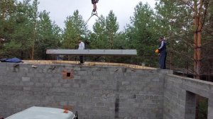 Строительство дома из керамзитобетона .Монтаж плит перекрытия. Часть 1