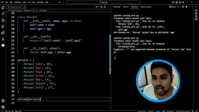 Custom Sorting for your class objects -01| Advanced Python Series | #pythonprogramming #sorting