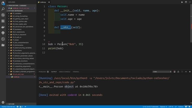 02 - A Full Python Refresher - 031 Magic methods __str__ and __repr__ смотреть онлайн
