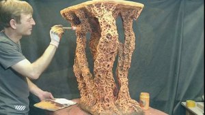 Покраска Стол коралл акриловыми красками