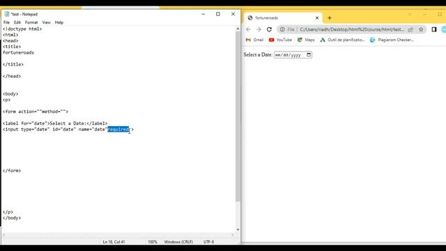 HTML course for beginners. Date Input Box.