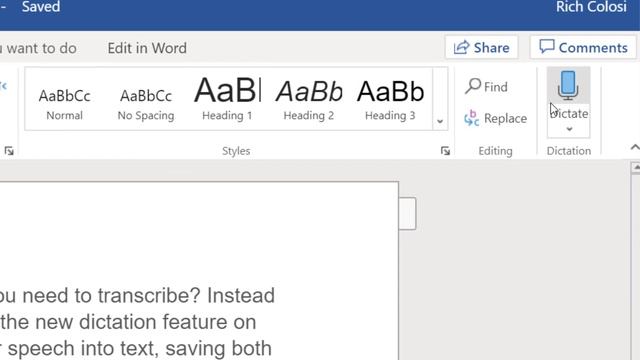 Word Online - How To Use Voice Dictation