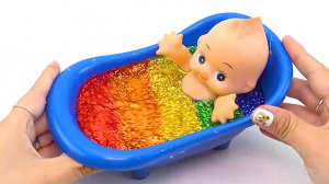 Звуки АСМР для детей. Разноцветные слаймы. Пупс в ванной. Мультики звуки.