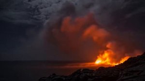 Горящий океан !!! Видео извержения вулкана в океане !!! Очень эффектное и красивое зрелище !!! HD