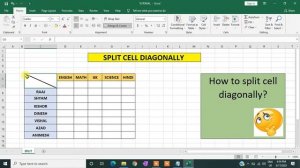 How to split cells diagonally in MS Excel