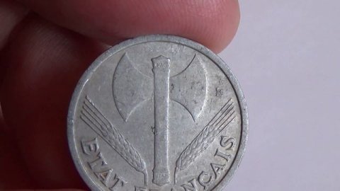 Coin of France 1 franc 1943 year(Vichy Government)/Монета Франции (Правительство Виши)