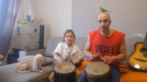 Игра на барабане Джембе - вводный урок.  Онлайн школа музыки без нот! Muzimproviz.ru