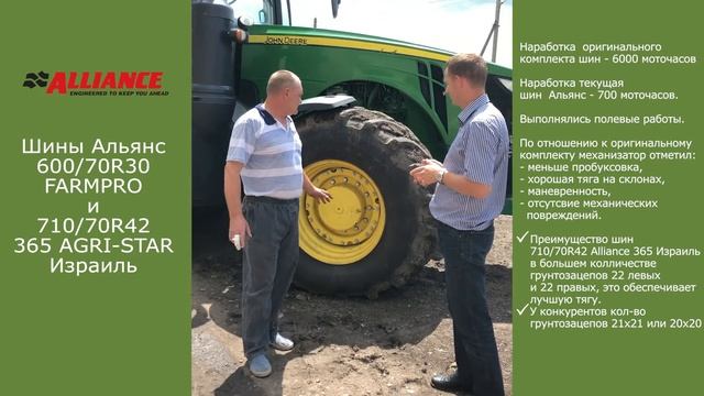 Отзыв потребителя шин Alliance 600/70R30 FarmPro и 710/70R42 Agri-Star (Израиль) от  ГК Апротек