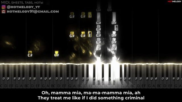 Maneskin - Mamma Mia Piano Karaoke Cover - Måneskin MAMMAMIA