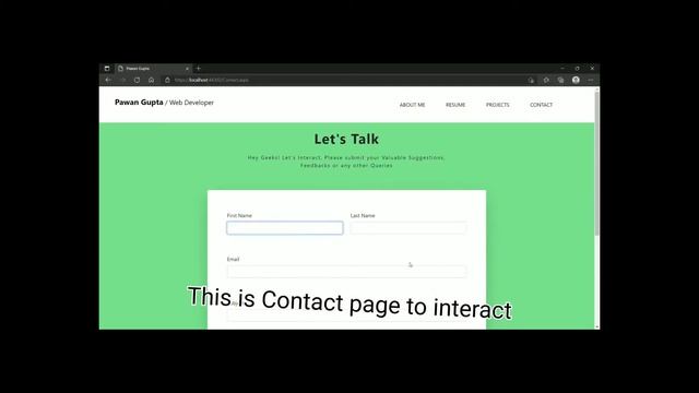 Personal Portfolio website using ASP.NET, C#, HTML, CSS and BOOTSTRAP