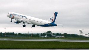Airbus 321 АК "Уральские авиалинии". Взлет.  Высокое качество 4К 4:2:2