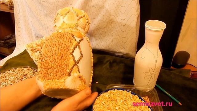 ?? Ваза для цветов. Идеи декора морскими ракушками