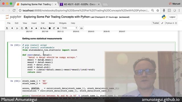 Exploring Some Pair Trading Concepts with Python смотреть онлайн