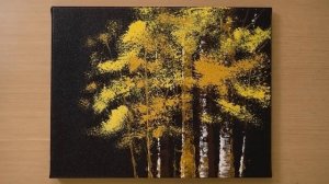 Bath Glove painting technique / Acrylic painting / Yellow trees