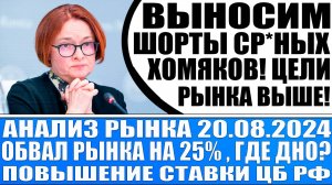 Анализ рынка 20.08 / Рынок рухнул на 25% , где дно? / Повышение ставки Цб обвалит рынок? Сбер Лукойл