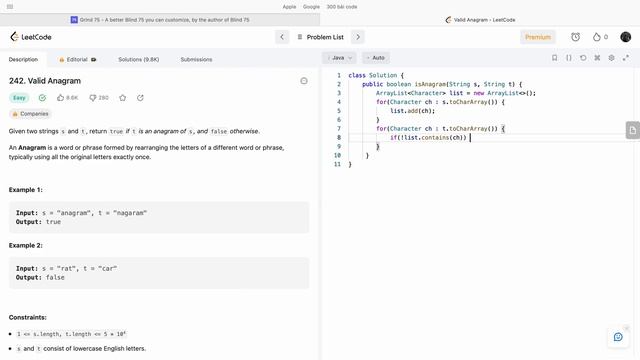 7. Valid Annagram - 75 LeetCode Problems (Java) смотреть онлайн