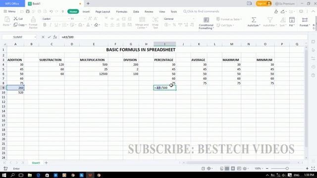 HOW TO USE FORMULAS IN WPS OFFICE | HOW TO APPLY FORMULA IN WPS | HOW TO USE FORMULAS IN SPREADSHEE