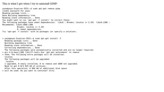 Ubuntu: GIMP failed to uninstall смотреть онлайн