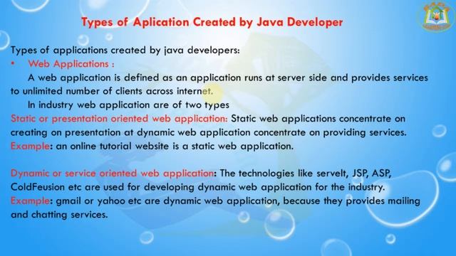 Lesson - 03 : J2EE Basics - Types of Application Created by Java Developer