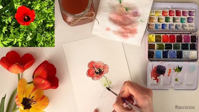 Как нарисовать тюльпан. Урок акварели