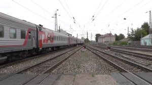 Электровоз ЧС4Т-277 с перегоняемым электровозом ЭП2К и со скорым поездом Москва - Чита