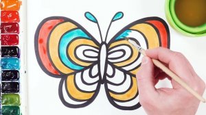Рисуем и раскашиваем бабочку\\ Рисование для девочек! Давайте рисовать вместе!