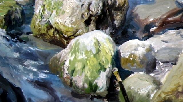 Масляная живопись. Урок живописи. Первая прописка подмалевка, морских камней. смотреть онлайн
