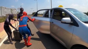 Spiderman is Taxi Driver | Venom is passenger and Deadpool's car